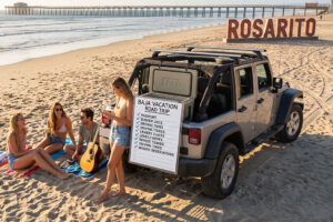 Beachgoers at Rosarito Beach in Baja California over Labor Day weekend